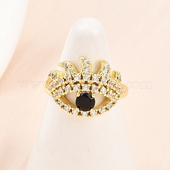 Manschettenringe aus Messing mit Mikropavé-Zirkonia für Damen&nbsp;RJEW-Z113-44G