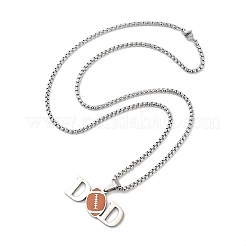 Collane con ciondolo a forma di palla sportiva con catena a scatola in acciaio inossidabile 202 per uomo&nbsp;NJEW-K380-01A-03
