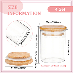 Pot de stockage en verre avec couvercle en bambou à ventouse&nbsp;CON-WH0089-45