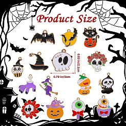 30 pièces 15 ensembles de pendentifs en alliage d'émail d'halloween de style&nbsp;ENAM-SZ0004-16