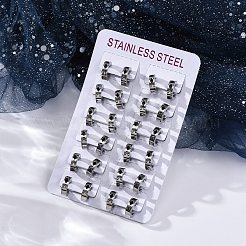 Pendientes de acero inoxidable 304 con esmalte.&nbsp;EJEW-M001-20B-P
