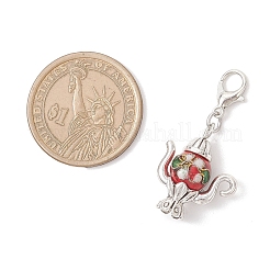 8 pièce de décoration pendentif en alliage de théière 8 couleurs et perles en émail de laiton&nbsp;HJEW-JM03911