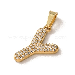 Pendentifs en acier inoxydable 304 micro pavés de zircones cubiques transparentes&nbsp;CU-CBA703A-05G-Y