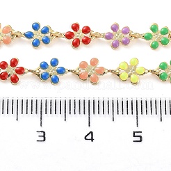 Messing mit bunten Emaille-Blumen-Gliederketten&nbsp;KK-F871-56G