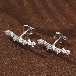 925 orecchini a bottone in argento sterling con zirconi cubici trasparenti&nbsp;EJEW-Q032-01G-P