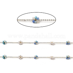 Blumengliederketten aus Glas und ABS-Kunststoff mit Perlen und Perlen&nbsp;CHS-G028-08G-03
