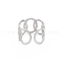 Bague de manchette ovale ouverte entrelacée en acier inoxydable 304 anti-ternissement&nbsp;RJEW-S405-147P
