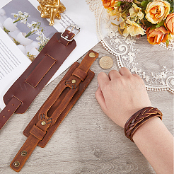 3 pulsera de piel de vaca de 3 estilos&nbsp;BJEW-CL0001-39B