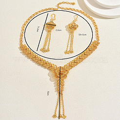Elegante Ohrringe und Halsketten mit hohlen Blumenquasten aus einer Legierung für Damen&nbsp;IS9809