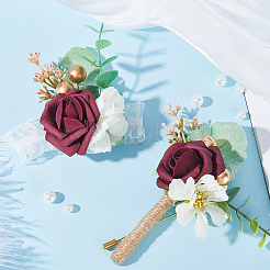 2 Stück 2 Stile Stoff & Kunststoff Kunstrose Boutonniere & Handgelenk Corsagen&nbsp;AJEW-CP0005-93