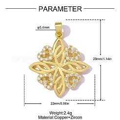 Pendenti in zirconi cubici trasparenti in micro pavè di ottone&nbsp;CU-OY001-64G