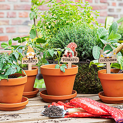 15 pièce d'étiquettes pour plantes en bois de 15 styles&nbsp;WOOD-WH0133-033