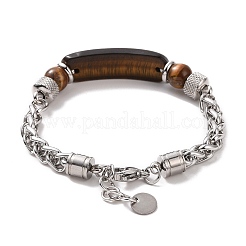 Bracciali con perline a tubo curvo con pietre preziose naturali&nbsp;BJEW-F441-02