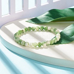 Stretcharmband mit runden Perlen aus natürlicher weißer Jade&nbsp;BJEW-JB07968-04