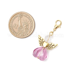Pendentif décoratif en forme d'ange en forme de cœur en verre transparent&nbsp;HJEW-JM04410