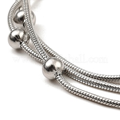 Anlaufgeschütztes 304 Edelstahl-Satellitenketten-Armband mit drei Lagen und mehreren Strängen für Damen&nbsp;BJEW-M040-01P