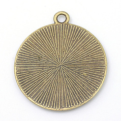 Estilo tibetano aleación plana redonda colgante cabochon ajustes&nbsp;LS-TIBEP-M022-34AB