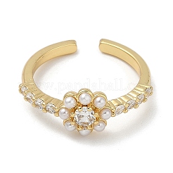 Bagues de manchette en laiton plaqué avec micro pavé de zircons cubiques pour femmes&nbsp;RJEW-C114-05G