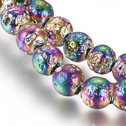 Brins de perles de pierre de lave naturelle galvanisées&nbsp;X-G-G826-06-6mm
