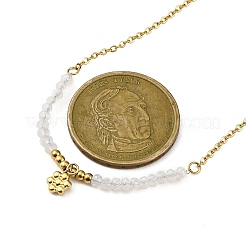 Colliers avec pendentifs en forme de fleur en acier inoxydable 304 et verre plaqués ionique (IP) pour femmes&nbsp;NJEW-K255-34G-02