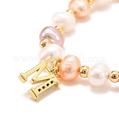 Messing Micro Pave Zirkonia Buchstabe M Charms Armbänder&nbsp;BJEW-D447-11G-01