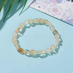 Bracciali elasticizzati con perline di citrino naturale (tinte e riscaldate).&nbsp;BJEW-JB05879-01