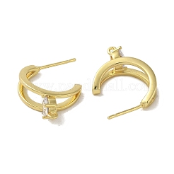 Risultati degli orecchini a bottone con micro pavé di zirconi cubici in ottone placcato a cremagliera&nbsp;EJEW-R162-42G