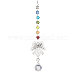 Chakra-Glasperlen und hängende Engel-Sonnenfänger aus Messing&nbsp;HJEW-JM04685