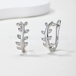 925 par de pendientes de aro de plata de ley con pavé de moissanita para mujer&nbsp;AV3765