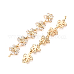 Ciondoli a forma di fiore in ottone con pavé di zirconi cubici&nbsp;CU-H003-03G
