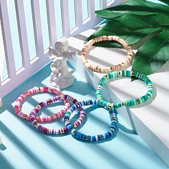 Stretch-Armband aus Heishi-Perlen aus Fimo&nbsp;BJEW-JB07204