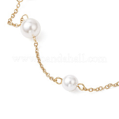 2 collier à maillons fait main en acier inoxydable 304 et perles de coquillage rondes de 2 couleurs&nbsp;NJEW-JN05301
