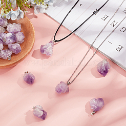 DIY-Kits zur Herstellung von Halsketten mit natürlichem Amethyst-Anhänger&nbsp;DIY-SC0012-39P