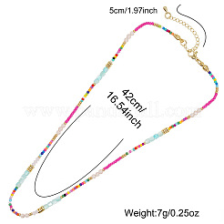 Ethno-Stil Regenbogen Farbe quadratische natürliche Muschel & Glas & Glasperlen Halsketten für Frauen&nbsp;BO1499-5