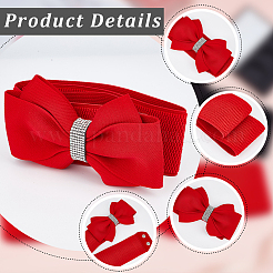 2 Stück 2 Farben Stoff Bowknot Schärpe Krawatte elastischer Kettengürtel mit synthetischem Strass&nbsp;AJEW-CP0008-10