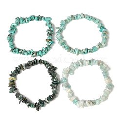 Juego de 4 pulsera elástica con cuentas de piedras preciosas&nbsp;BJEW-JB11178
