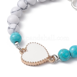 Bracciale a maglie a cuore in lega smaltata&nbsp;BJEW-JB09999-03