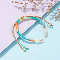 Fabrication de bracelets de perles tressées en fil de polyester teint par segment&nbsp;AJEW-JB00918-04