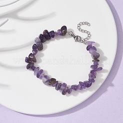 Braccialetto con perline di ametista naturale&nbsp;BJEW-JB09686-01