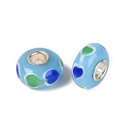Perles européennes artisanales en verre filé et âme en laiton&nbsp;LAMP-N044-04S-02
