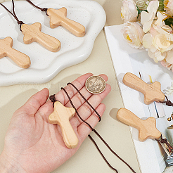 Décorations pendentif croix en bois&nbsp;WOOD-WH0034-55B