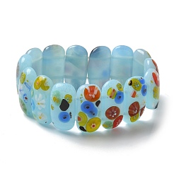 Pulseras elásticas de cuentas de vidrio millefiori hechas a mano para hombres y mujeres&nbsp;BJEW-G738-01C-04