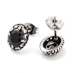 Orecchini ovali in acciaio chirurgico 316 con pavé di zirconi cubici per donna e uomo&nbsp;EJEW-Z050-07B-AS