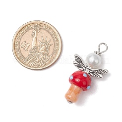 Perline di lampwork fatte a mano con pendenti di perle di vetro rotonde&nbsp;PALLOY-MZ00696-01