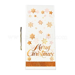 50 sachet d'emballage en cellophane transparent imprimé flocon de neige joyeux Noël avec attaches torsadées&nbsp;ABAG-C013-03