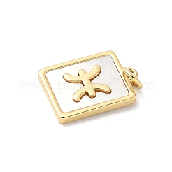 Pendentifs en coquillage blanc naturel pavé de laiton&nbsp;KK-S522-09G-E