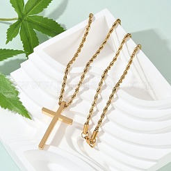 Colliers avec pendentif en acier inoxydable 304 et croix religieuse&nbsp;NJEW-L157-09G
