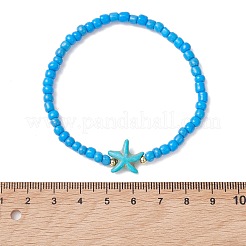 10 Stück 10-farbiges Stretch-Armband aus Glasperlen und synthetischen Türkisperlen für Damen&nbsp;BJEW-MZ00334