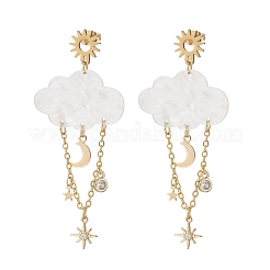 Ohrstecker aus Acryl mit Wolke und Mondanhänger&nbsp;EJEW-JE06843