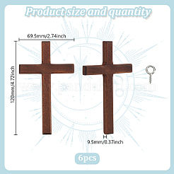 6 Stück Holzkreuz-Wanddekoration&nbsp;AJEW-GO0002-23C